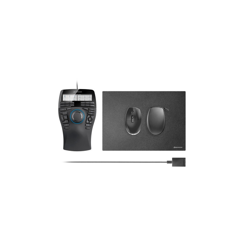 3DConnexion SpaceMouse Enterprise Kit 2, Set(schwarz/silber, SpaceMouse Enterprise, CadMouse Pro Wireless, Mauspad, USB-Hub)