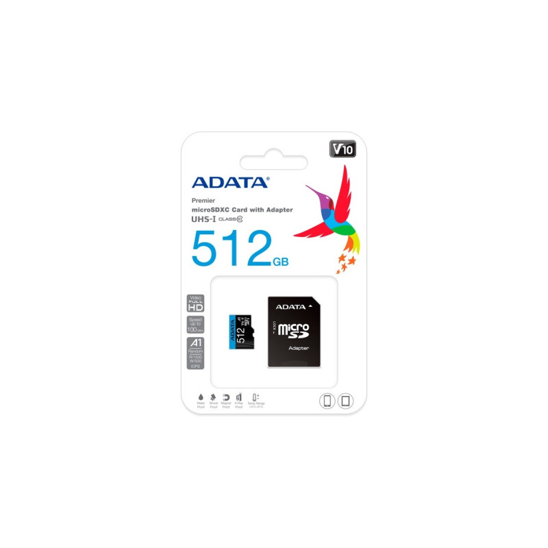 ADATA Premier 512GB microSDXC(UHS-I U1, Class 10, V10, A1)