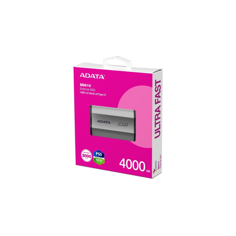 ADATA SD810 4 TB, Externe SSD(silber, USB-C 3.2 Gen 2x2 (20 Gbit/s))