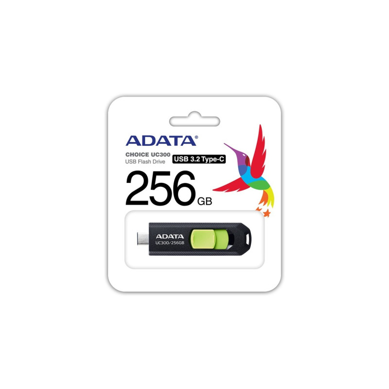 ADATA UC300 256GB, USB-Stick(schwarz/grün, USB-C 3.2 Gen 1)