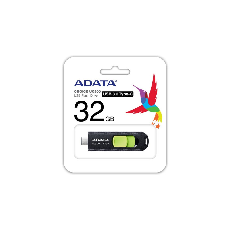 ADATA UC300 32 GB, USB-Stick(schwarz/grün, USB-C 3.2 Gen 1)