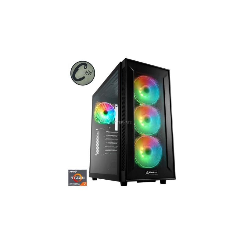 ALTERNATE x CHW Prime Gaming-PC • RTX 4070 Ti SUPER • AMD Ryzen™ 7 7800X3D • 32 GB RAM(schwarz/transparent, ohne Betriebssystem)