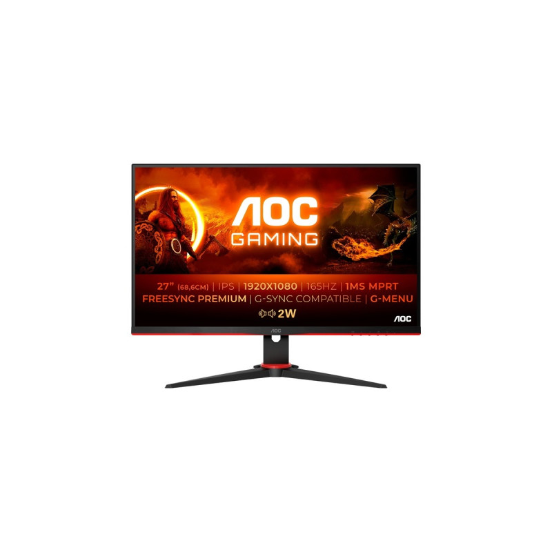 AOC 27G2SPAE, Gaming-Monitor(68 cm (27 Zoll), schwarz/rot, FullHD, IPS, Adaptive-Sync, 165Hz Panel)