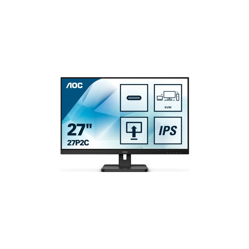 AOC 27P2C, LED-Monitor(69 cm (27 Zoll), schwarz, FullHD, IPS, 75 Hz, USB-C)