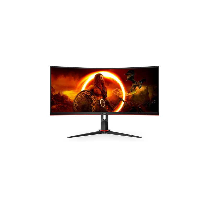 AOC CU34G2XE/BK, Gaming-Monitor(86 cm (34 Zoll), schwarz (matt)/rot, UWQHD, VA, Curved, 144Hz Panel)