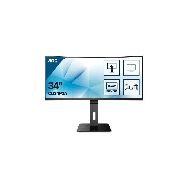 AOC CU34P2A, LED-Monitor(86 cm (34 Zoll), schwarz, UWQHD, VA, Curved, 1 ms, 100Hz Panel)