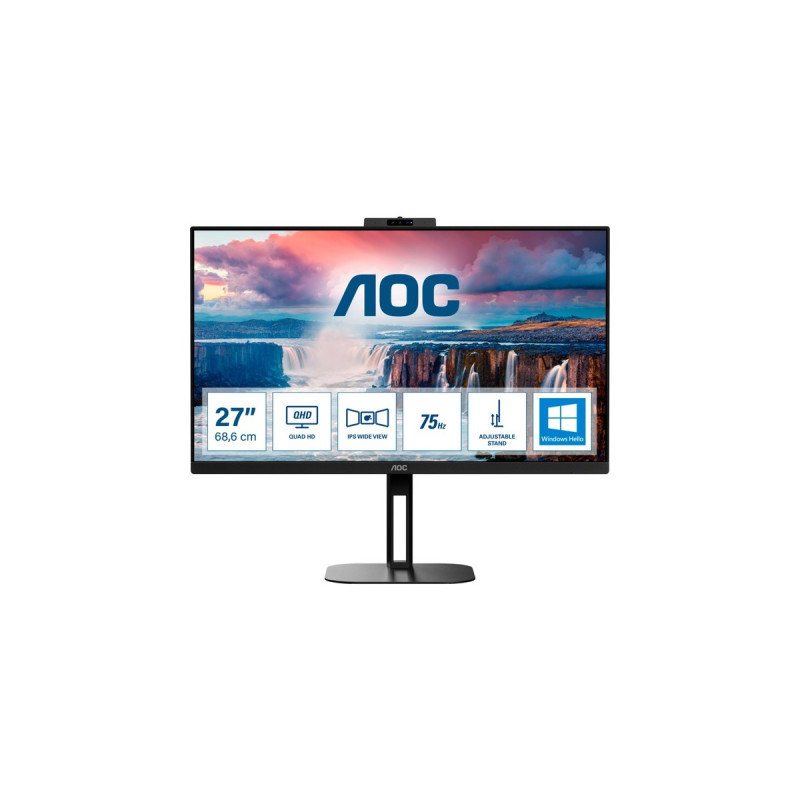AOC Q27V5CW/BK, LED-Monitor(68.6 cm (27 Zoll), schwarz, QHD, IPS, HDMI, DisplayPort, FreeSync)