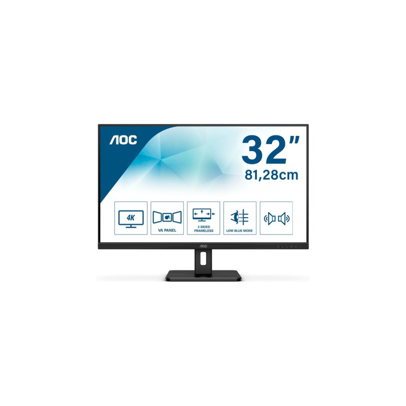 AOC U32E2N, LED-Monitor(80 cm (32 Zoll), schwarz, UltraHD/4K, VA, 60 Hz)