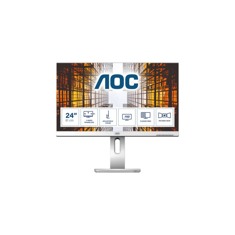 AOC X24P1/GR, LED-Monitor(61 cm (24 Zoll), silber, WUXGA, IPS, 60 Hz, HDMI)