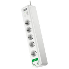APC Essential SurgeArrest PM5U-GR, 5-fach, 2x USB, Steckdosenleiste(weiß, 1,8 Meter Kabel, Überspannungsschutz, Schalter)