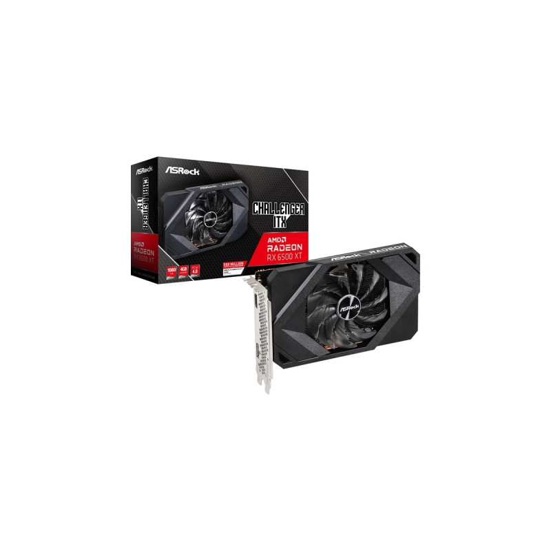 ASRock Radeon 6500 XT Challenger ITX, Grafikkarte(RDNA 2, GDDR6, 1x DisplayPort, 1x HDMI)