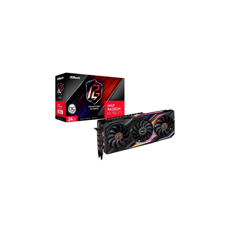 ASRock Radeon RX 7900 XTX Phantom Gaming 24GB OC , Grafikkarte(schwarz, RDNA 3, GDDR6, 3x DisplayPort, 1x HDMI 2.1, Outlet)