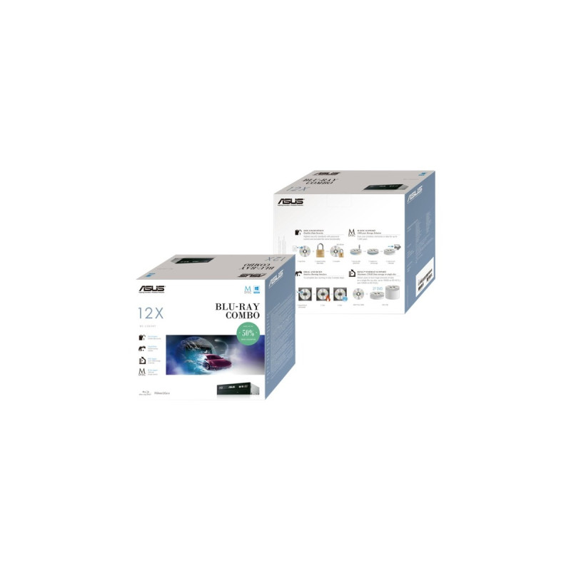 ASUS BC-12D2HT Silent, Blu-ray-Combo(schwarz, 12-fach Blu-Ray lesen, M-DISC, Retail, Outlet)