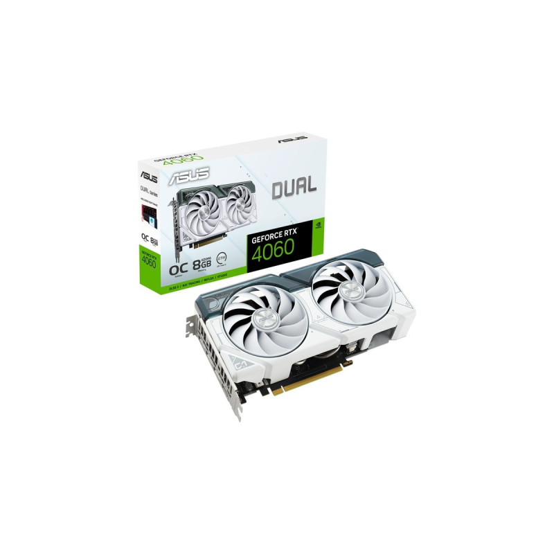 ASUS GeForce RTX 4060 DUAL OC WHITE, Grafikkarte(DLSS 3, 3x DisplayPort, 1x HDMI 2.1)