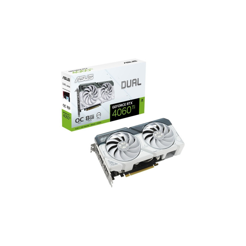 ASUS GeForce RTX 4060 Ti DUAL OC WHITE, Grafikkarte(weiß, DLSS 3, 3x DisplayPort, 1x HDMI 2.1)
