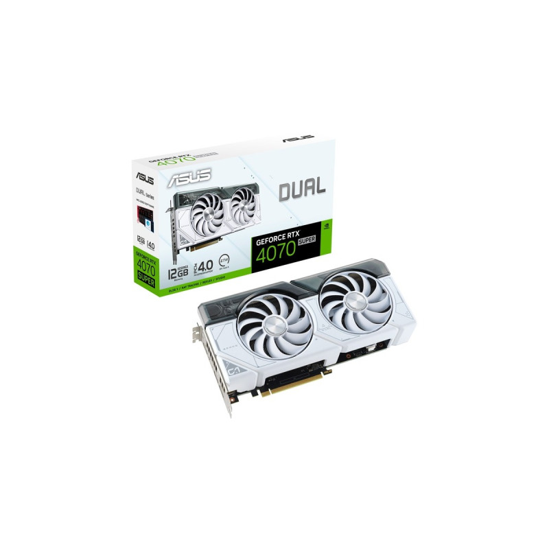 ASUS GeForce RTX 4070 SUPER DUAL White Edition, Grafikkarte(DLSS 3, 3x DisplayPort, 1x HDMI 2.1)
