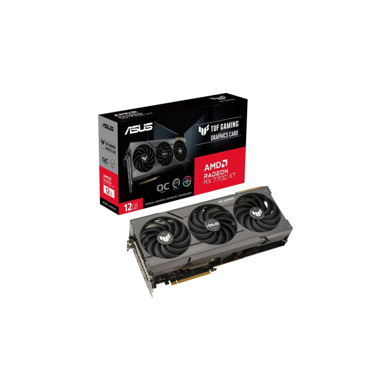 ASUS Radeon RX 7700 XT TUF GAMING OC, Grafikkarte(RDNA 3, GDDR6, 3x DisplayPort, 1x HDMI 2.1)