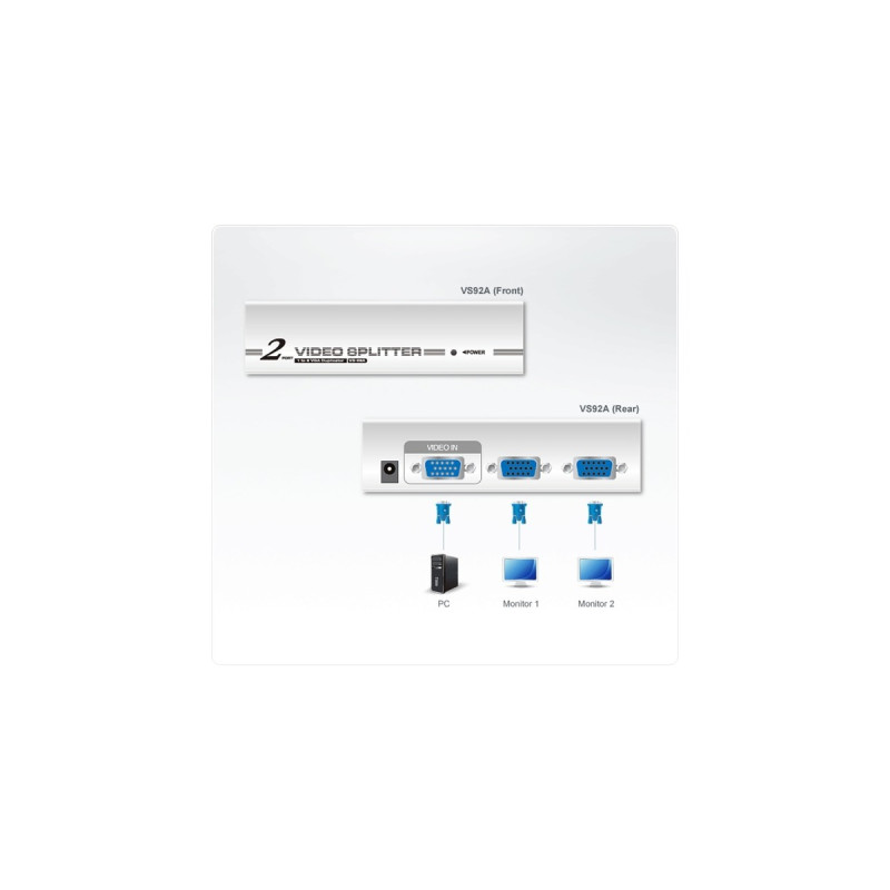 ATEN 2-Port VGA Video-Splitter VS92A-AT-G(silber)