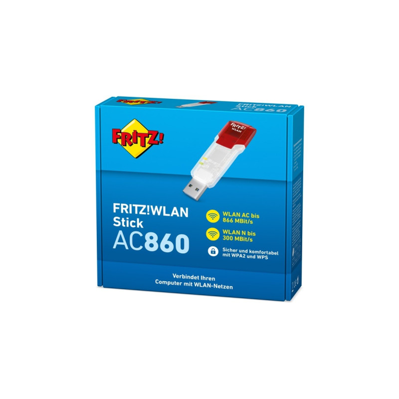 AVM FRITZ!WLAN Stick AC 860, WLAN-Adapter(weiß/rot, Outlet)
