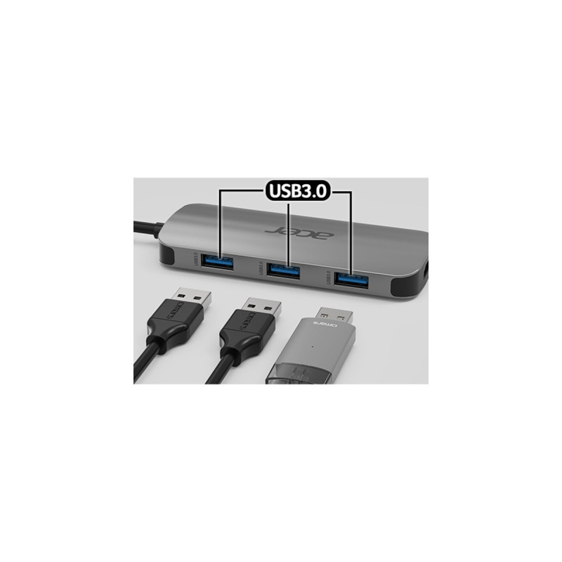 Acer Multi-Port Adapter, Dockingstation(silber, USB-C, HDMI, USB-A)