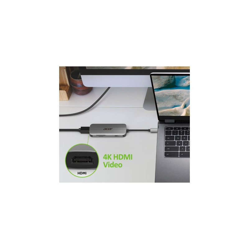 Acer Multi-Port Adapter, Dockingstation(silber, USB-C, HDMI, USB-A)