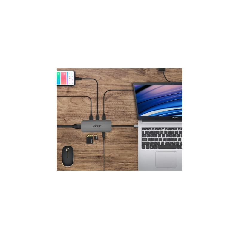 Acer Multi-Port Adapter, Dockingstation(silber, USB-C, HDMI, USB-A)