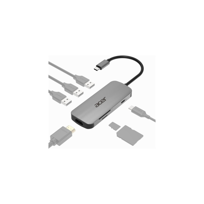 Acer Multi-Port Adapter, Dockingstation(silber, USB-C, HDMI, USB-A)