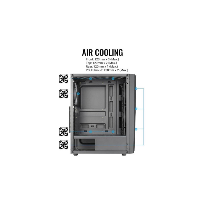 Aerocool Blade, Tower-Gehäuse(schwarz, Tempered Glass)