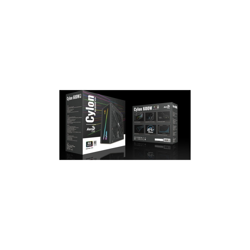 Aerocool Cylon 600W, PC-Netzteil(schwarz, 2x PCIe, 600 Watt)