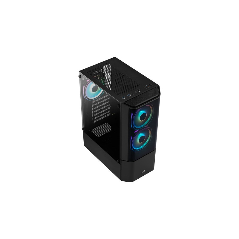Aerocool Quantum-G-BK-v3, Tower-Gehäuse(schwarz/grau, Frontpanel aus Acryl, Seitenteil aus Tempered Glass)