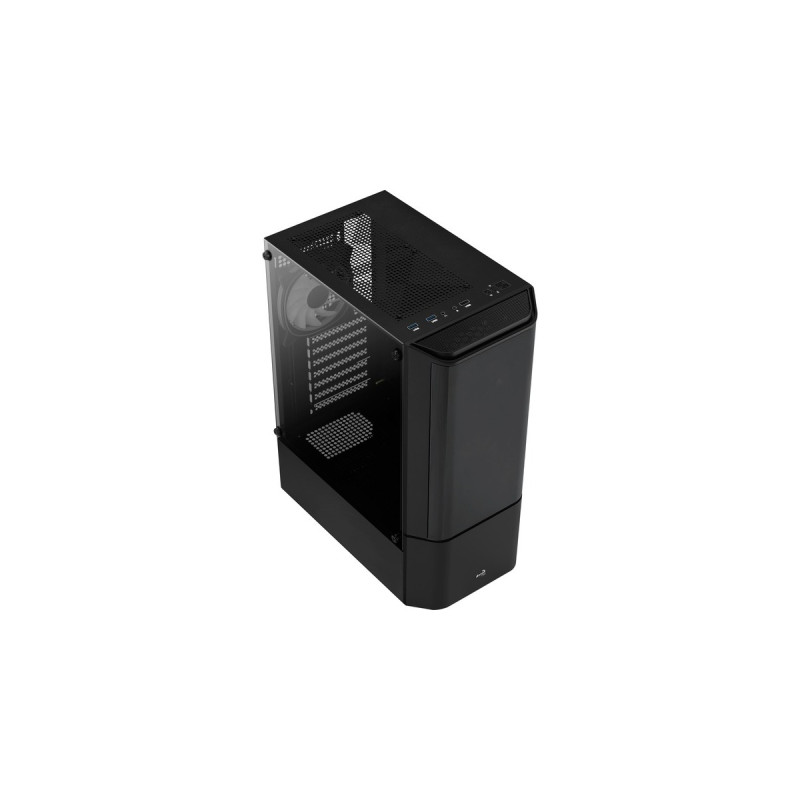 Aerocool Quantum-G-BK-v3, Tower-Gehäuse(schwarz/grau, Frontpanel aus Acryl, Seitenteil aus Tempered Glass)