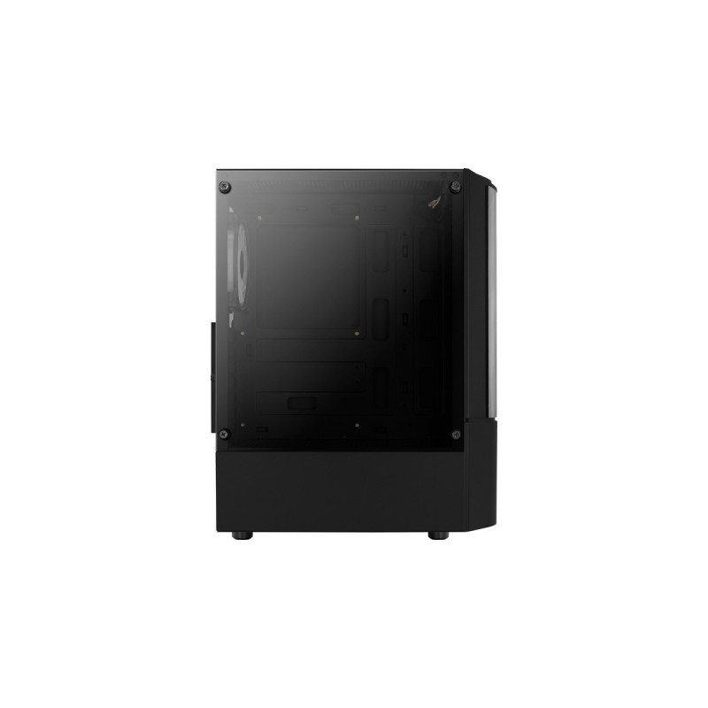 Aerocool Quantum-G-BK-v3, Tower-Gehäuse(schwarz/grau, Frontpanel aus Acryl, Seitenteil aus Tempered Glass)