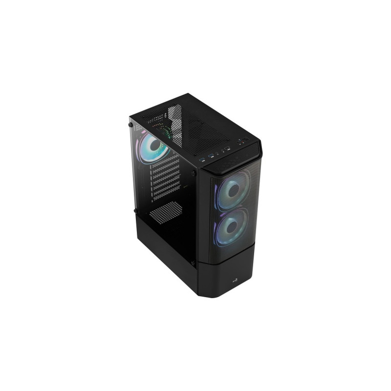 Aerocool Quantum Mesh-G-BK-v3, Tower-Gehäuse(schwarz/grau, Seitenteil aus Tempered Glass)