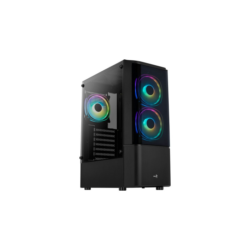Aerocool Quantum v2 TG, Tower-Gehäuse(schwarz/grau, Front und Seitenteil aus Tempered Glass)
