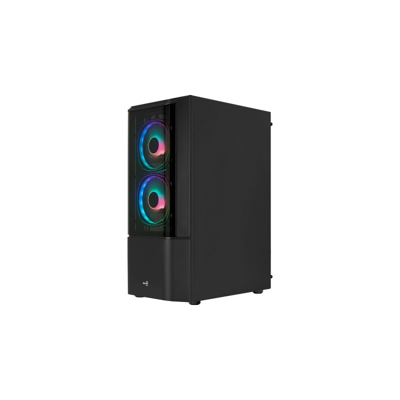 Aerocool Quantum v2 TG, Tower-Gehäuse(schwarz/grau, Front und Seitenteil aus Tempered Glass)