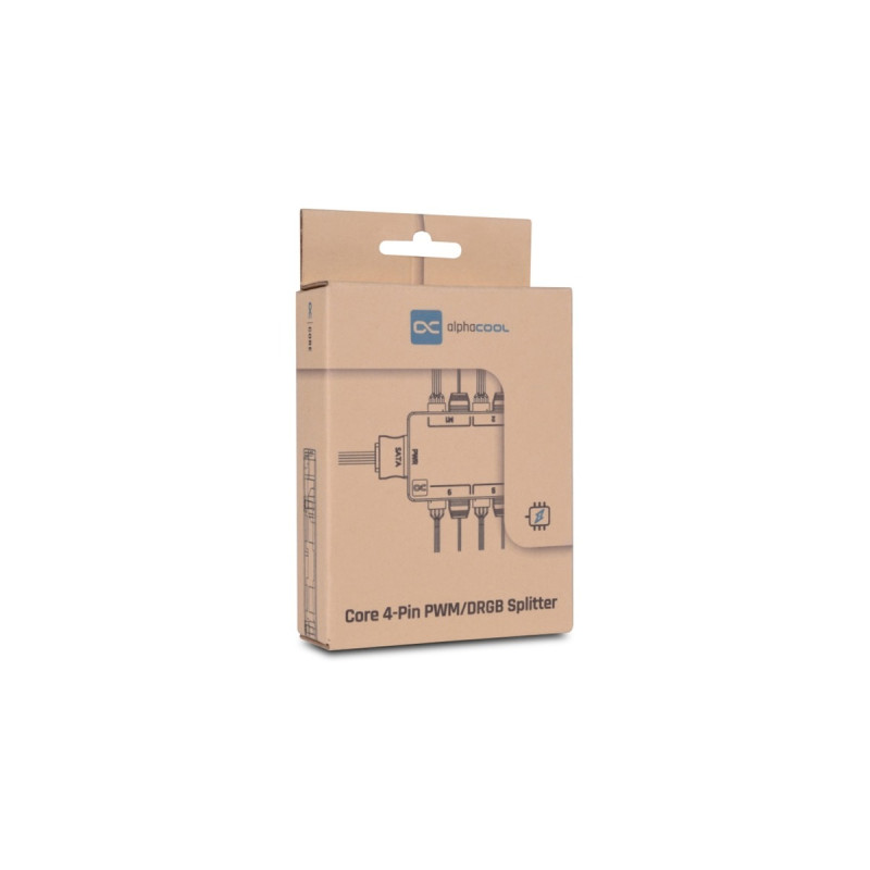 Alphacool Core 6x 4-Pin PWM/DRGB Splitter, Lüftersteuerung(schwarz, mit SATA-Stromanschluss)