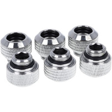 Alphacool Eiszapfen 12mm HardTube Anschraubtülle G1/4 - Chrome, Verbindung(silber, 6er Set, gerade)