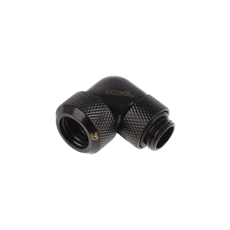 Alphacool Eiszapfen 13mm HardTube Anschraubtülle 90° drehbar, Verbindung(schwarz, G1/4 für Acryl-Messingrohre - Deep Black)