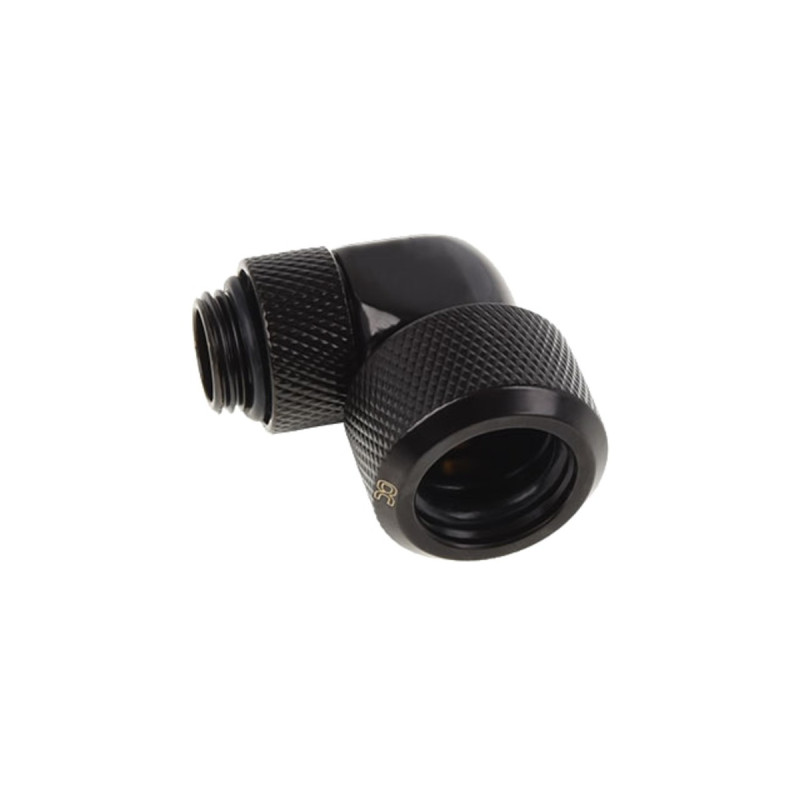 Alphacool Eiszapfen 16mm HardTube Anschraubtülle 90° drehbar, Verbindung(schwarz, G1/4 für Acryl-Messingrohre - Deep Black)