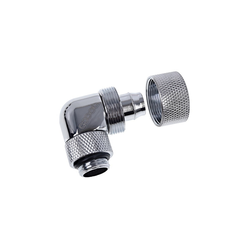 Alphacool Eiszapfen Anschraubtülle, Verbindung(chrom, 90° gewinkelt, 360° drehbar)