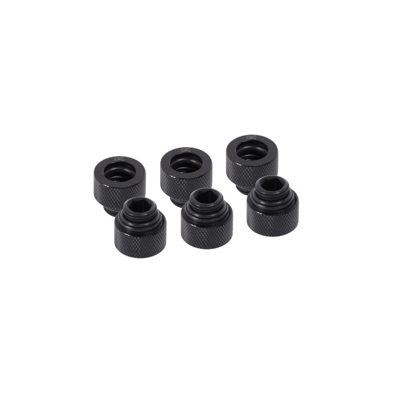 Alphacool Eiszapfen HF 12mm HardTube Anschraubtülle G1/4 - Deep Black Sixpack, Verbindung(schwarz)