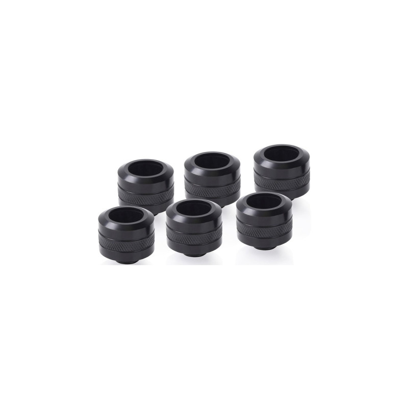 Alphacool Eiszapfen PRO 16mm HardTube Fitting G1/4 - Deep Black Sixpack, Verbindung(schwarz, 6 Stück)