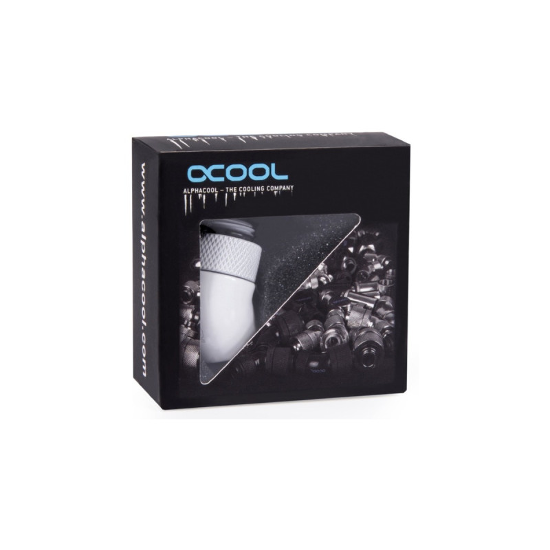 Alphacool Eiszapfen Winkeladapter 45° drehbar G1/4 AG auf G1/4 IG - White, Anschlüsse(weiß)