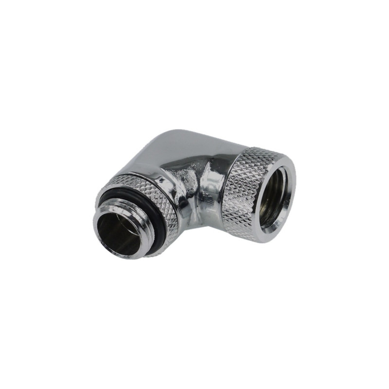 Alphacool HF Winkeladapter 90° drehbar G1/4 AG auf G1/4 IG - Chrome, Verbindung(chrom)