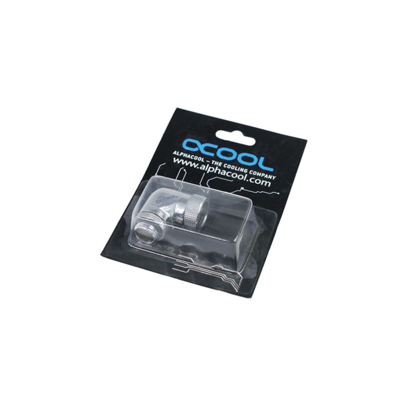 Alphacool HF Winkeladapter 90° drehbar G1/4 AG auf G1/4 IG - Chrome, Verbindung(chrom)