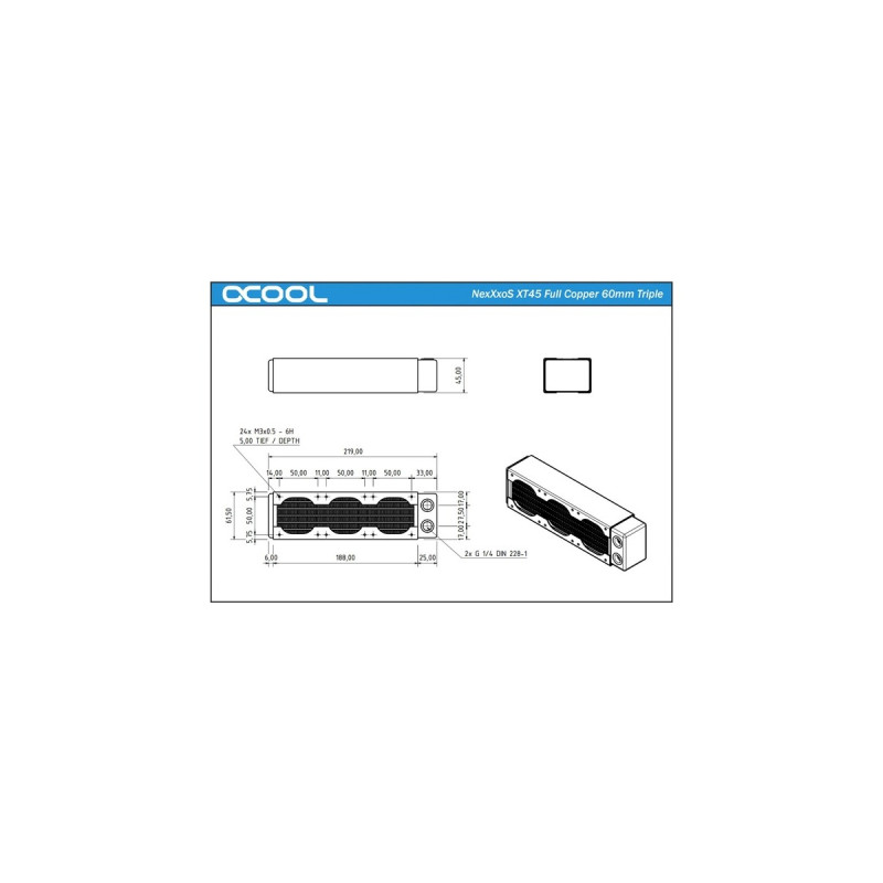 Alphacool NexXxoS XT45 Full Copper 60mm Triple, Radiator(schwarz, 3x 60 mm)