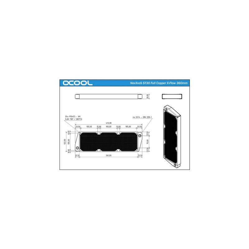 Alphacool NexXxos ST30 Full Copper XFlow 360mm, Radiator(schwarz)