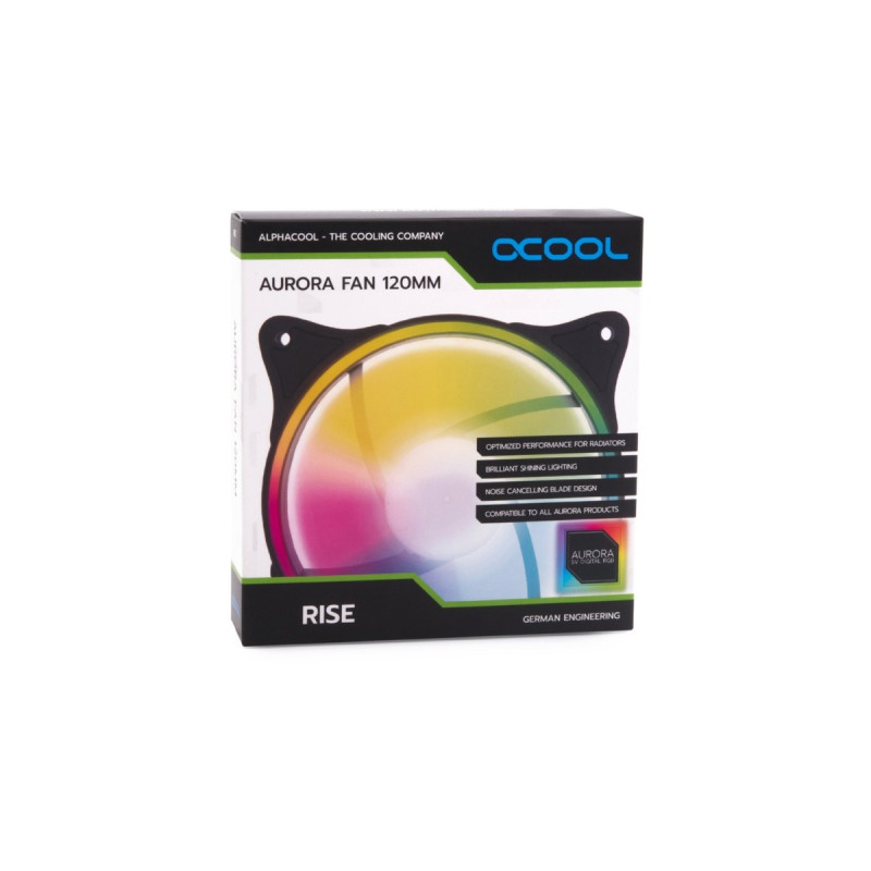 Alphacool Rise Aurora 120 mm Lüfter 120x120x25mm, Gehäuselüfter(weiß)