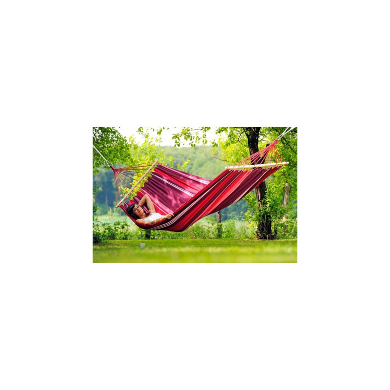 Amazonas Samba Fuego AZ-1072115, Camping-Hängematte(rot/violett, Mit Spreizstäben)