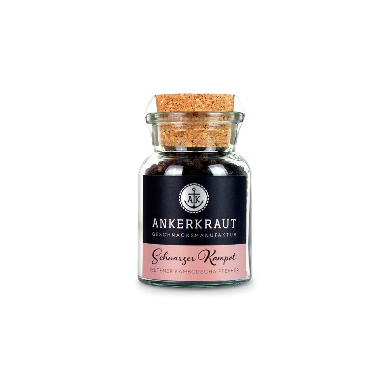 Ankerkraut Schwarzer Kampot Pfeffer, Gewürz(ganz, 80 g, Korkenglas)
